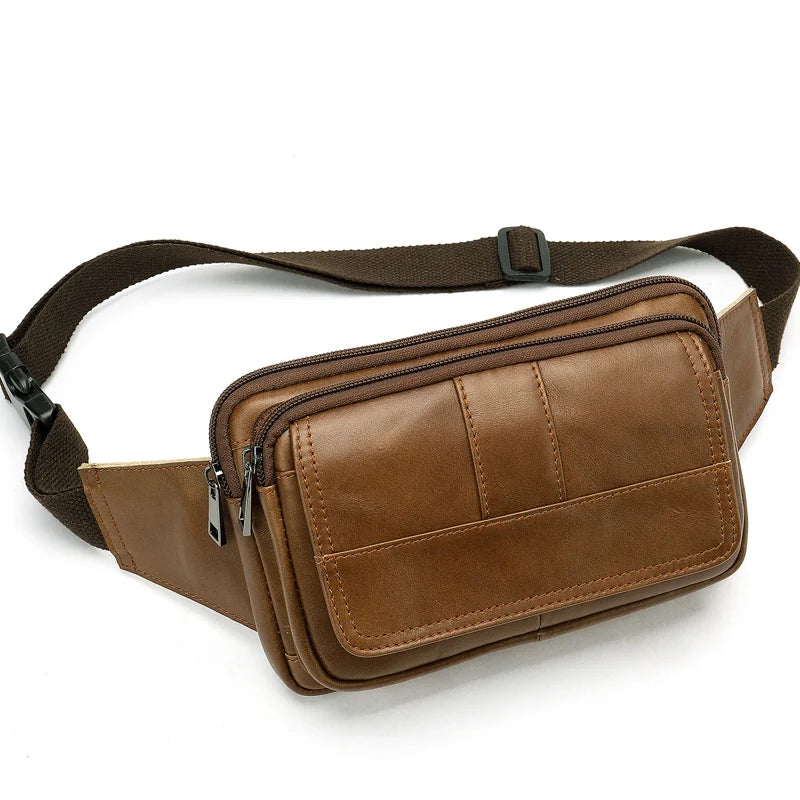 Men's Waist Bag Leather Male Fanny Pack Men's Belt Bag