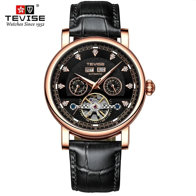 Wristwatch Men 30M Waterproof 867C Automatic Leather Diamond Dial Mechanical