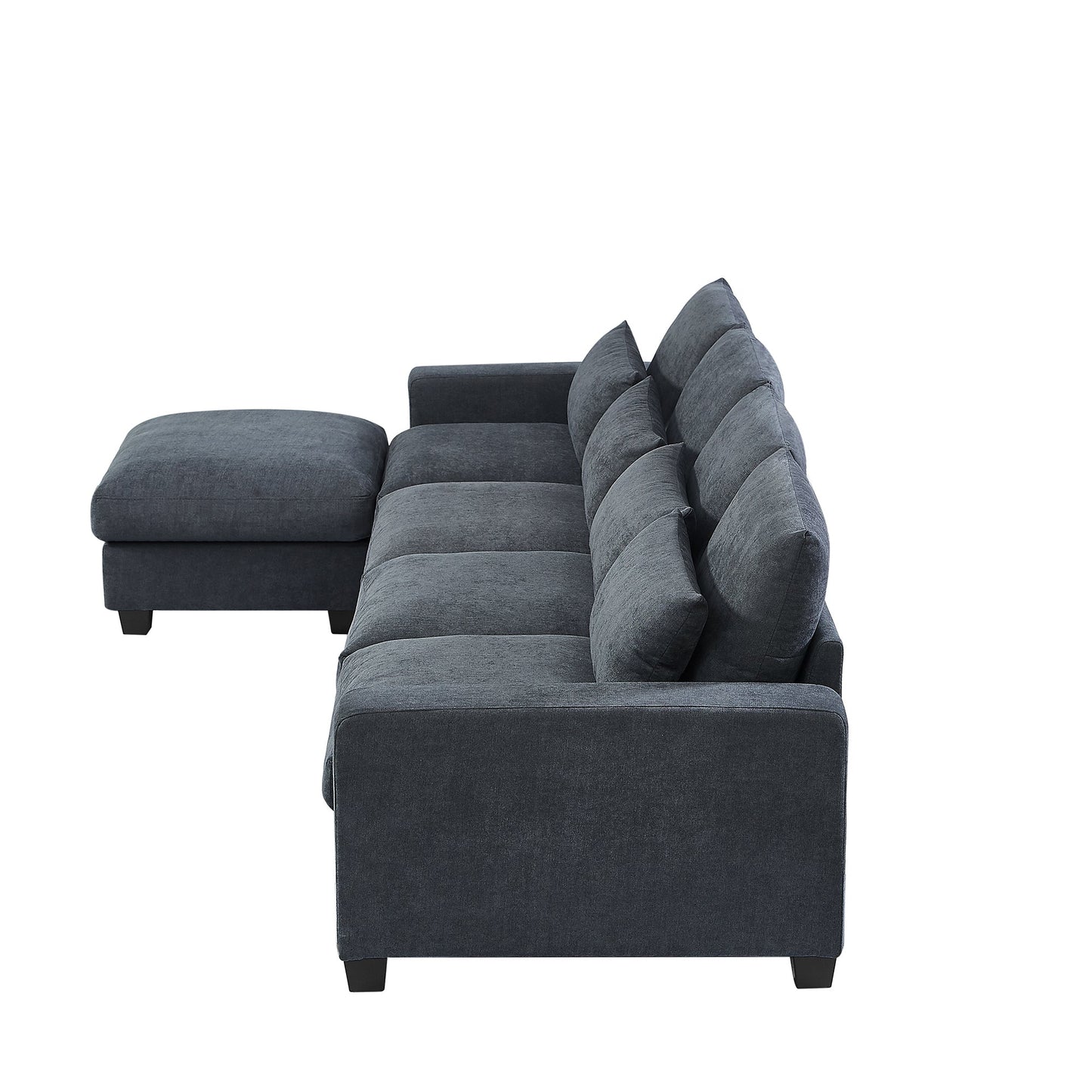 Modern Large L-Shape Feather Filled Sectional Sofa,  Convertible Sofa Couch