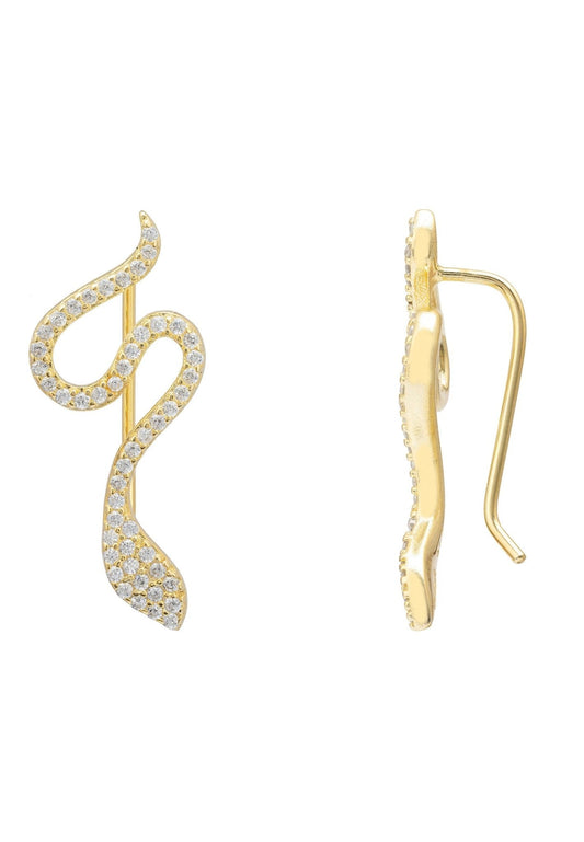 Nagini Snake Ear Climbers Gold