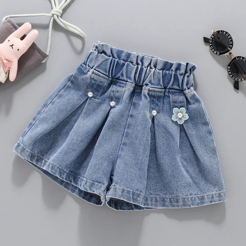 V-Tree Girls Denim Shorts Teenage Girl Summer Lace Pants