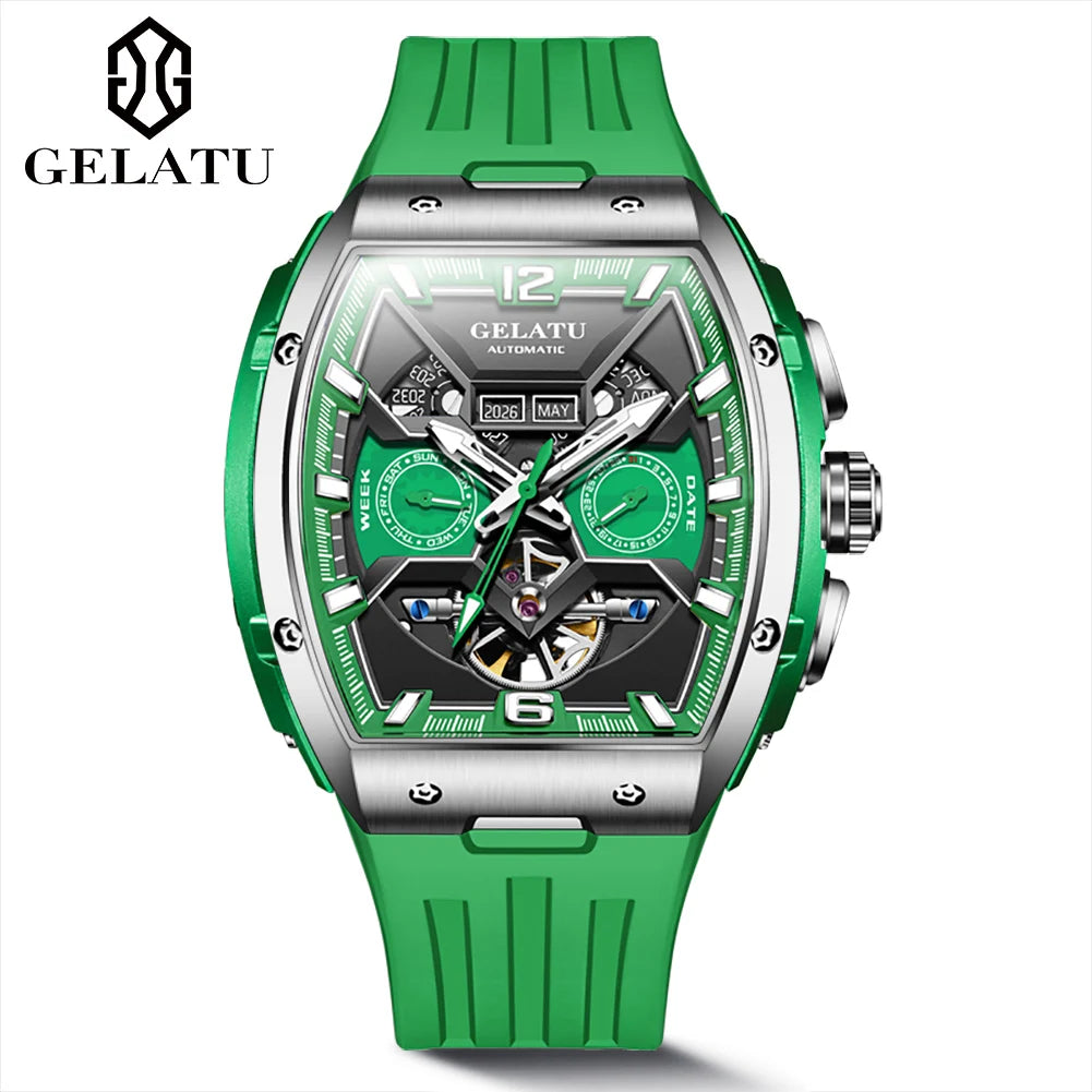 Waterproof Business Double Mechanical Tourbillon Watch for Men