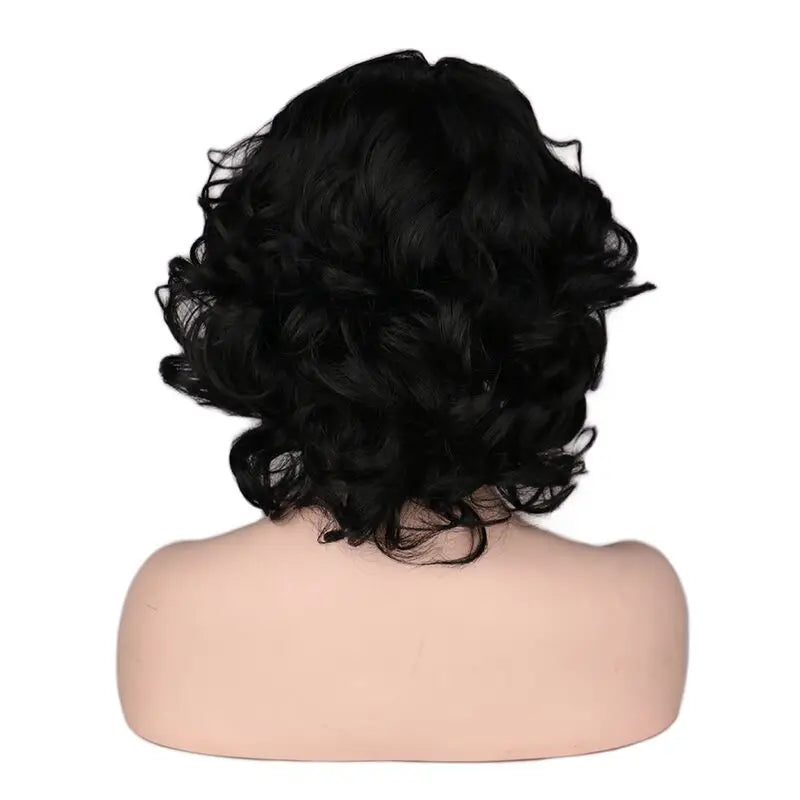 Short Curly Wigs Women Natural Black Heat Resistant Synthetic Hair Wig