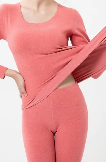 Winter Thermal Underwear Long Johns Set Sleeves Tops Mid Waist Buttoms