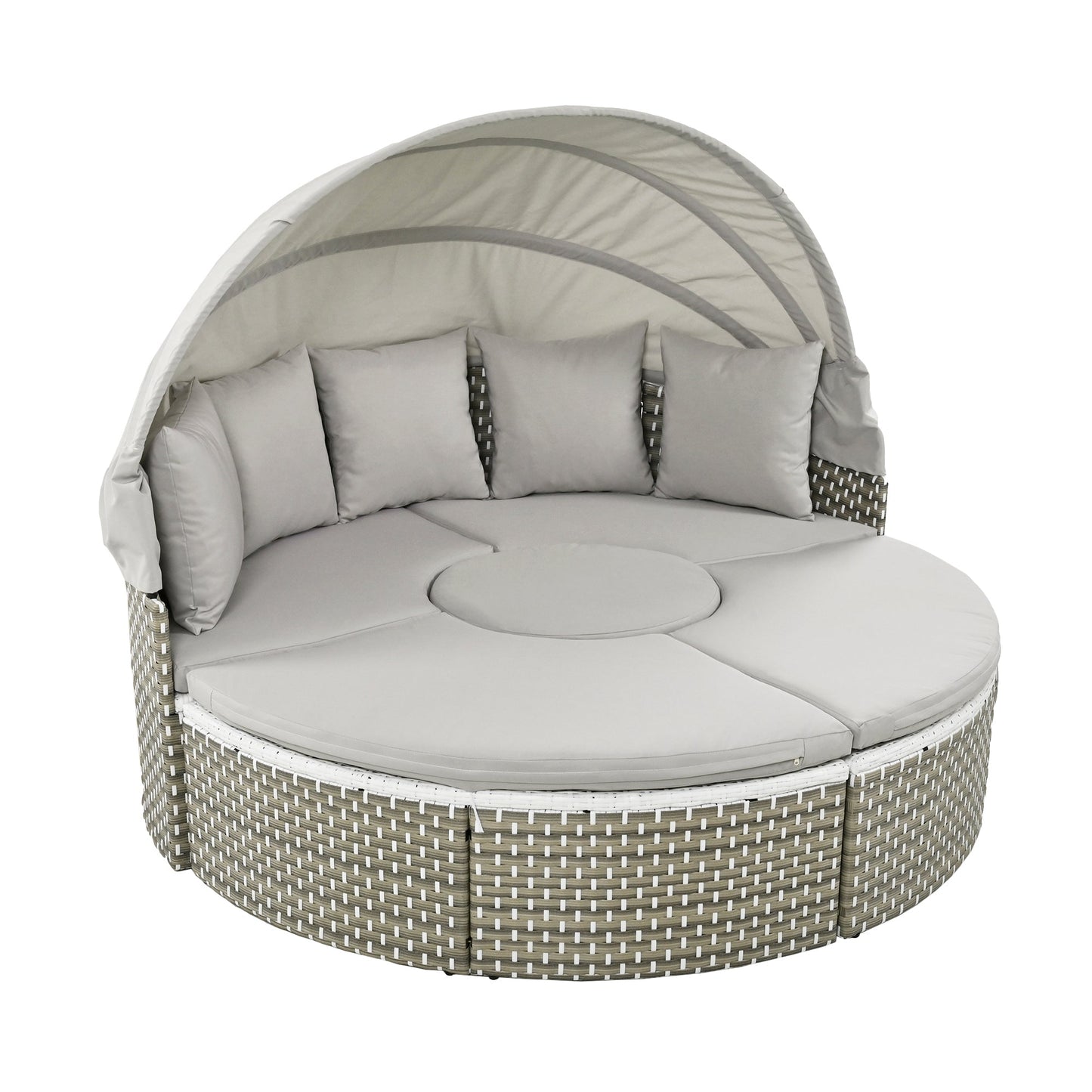 Patio Furniture Round Outdoor Sectional Sofa Set Rattan Daybed