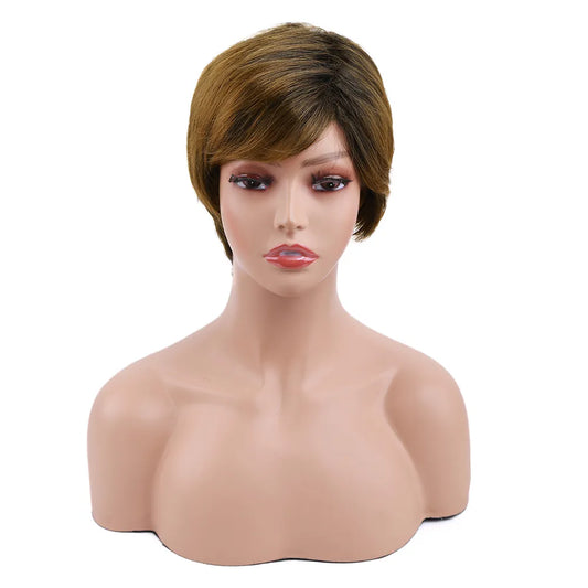 Synthetic Brown Wig Short Blonde Wigs Natural Wave Straight Hair Wigs