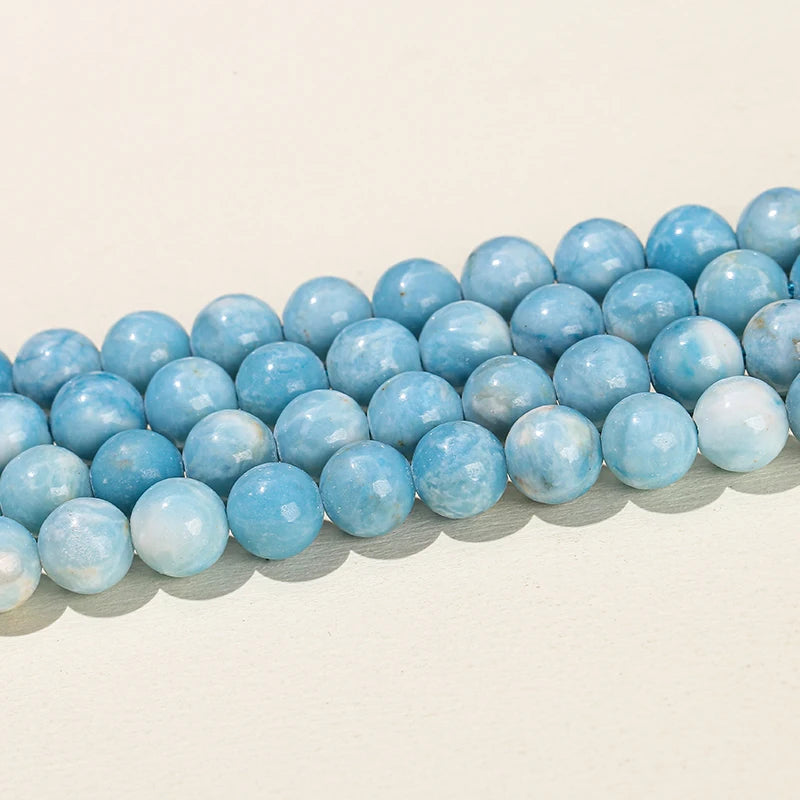 Natural Stone Sea Blue China Larimar Bead Round Loose Spacer Dyed Color Bead