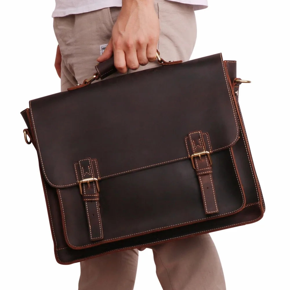 Vintage Men's Briefcase Leather Messenger Bag Men Business Office Handbag