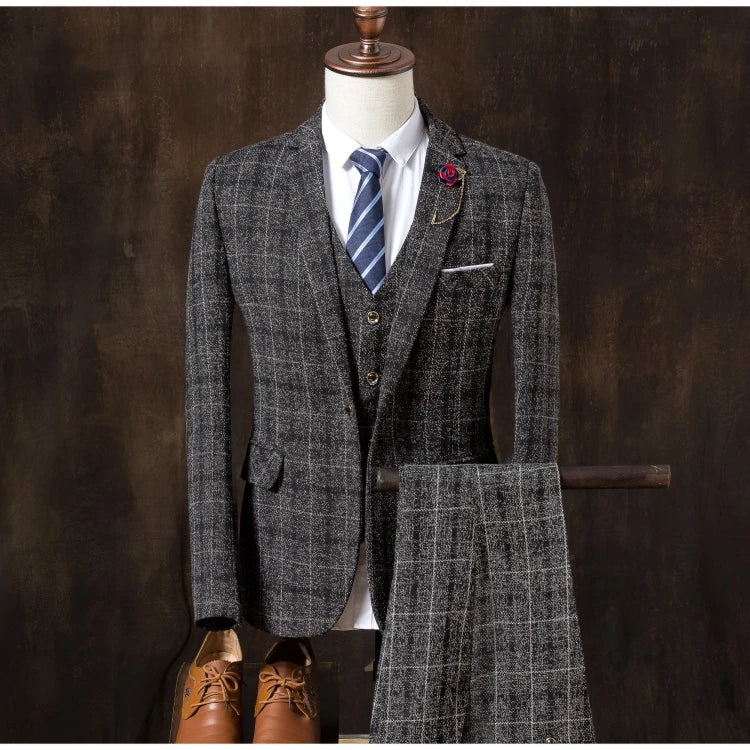 Plaid Suits Three-Piece Men's Business Leisure Suits