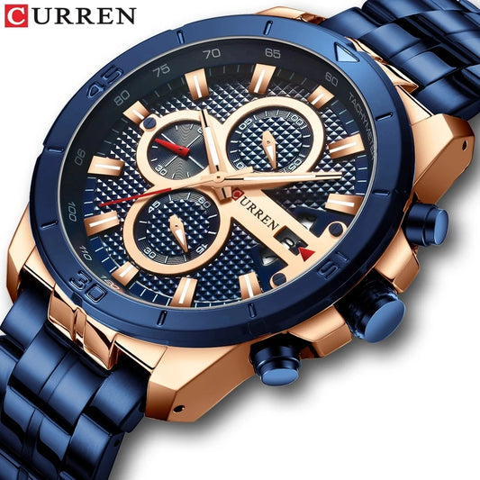 Stainless Steel Waterproof Watches Men's Luxury Men Wrist Quartz Wristwatches