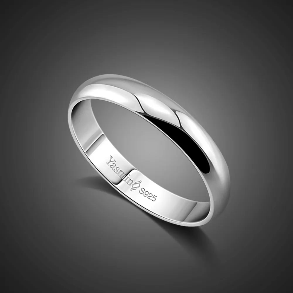 Simple Marriage Engagement Ring Sterling Silver Couple Ring