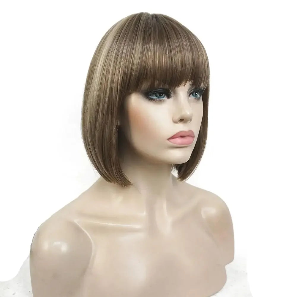 Women's Wigs Bob Black Hair Short Straight Natural Synthetic Capless Wig