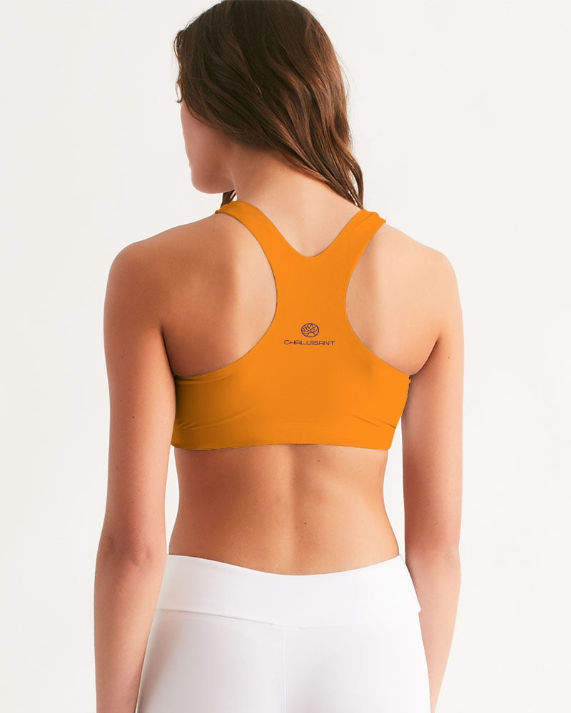 Tangy-Orange Women's Seamless Sports Bra