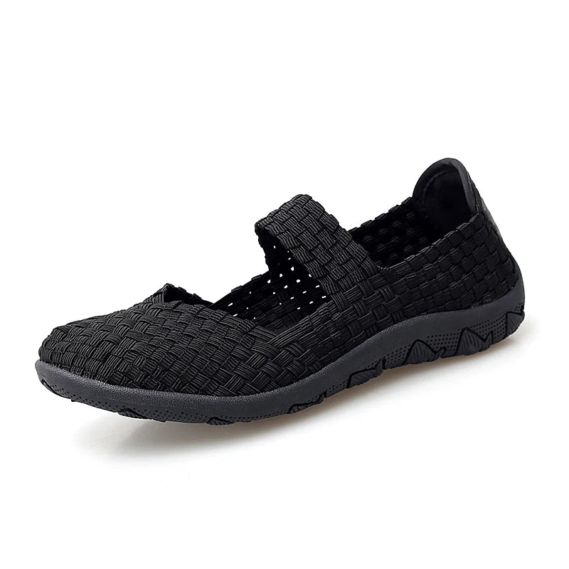 Womens Flats Shoes Slip on Fashion Woven Sneakers Casual Breathable Shoes