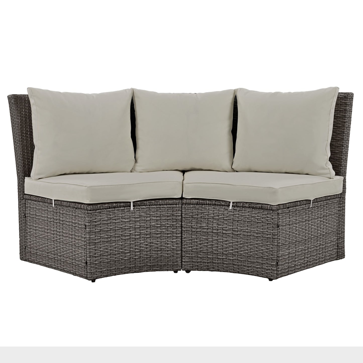 Patio 5-Piece Round Rattan Sectional Sofa Set