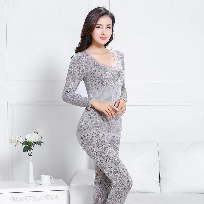 Queenral Thermal Underwear Women Long Johns for Women Winter Thermal Underwear