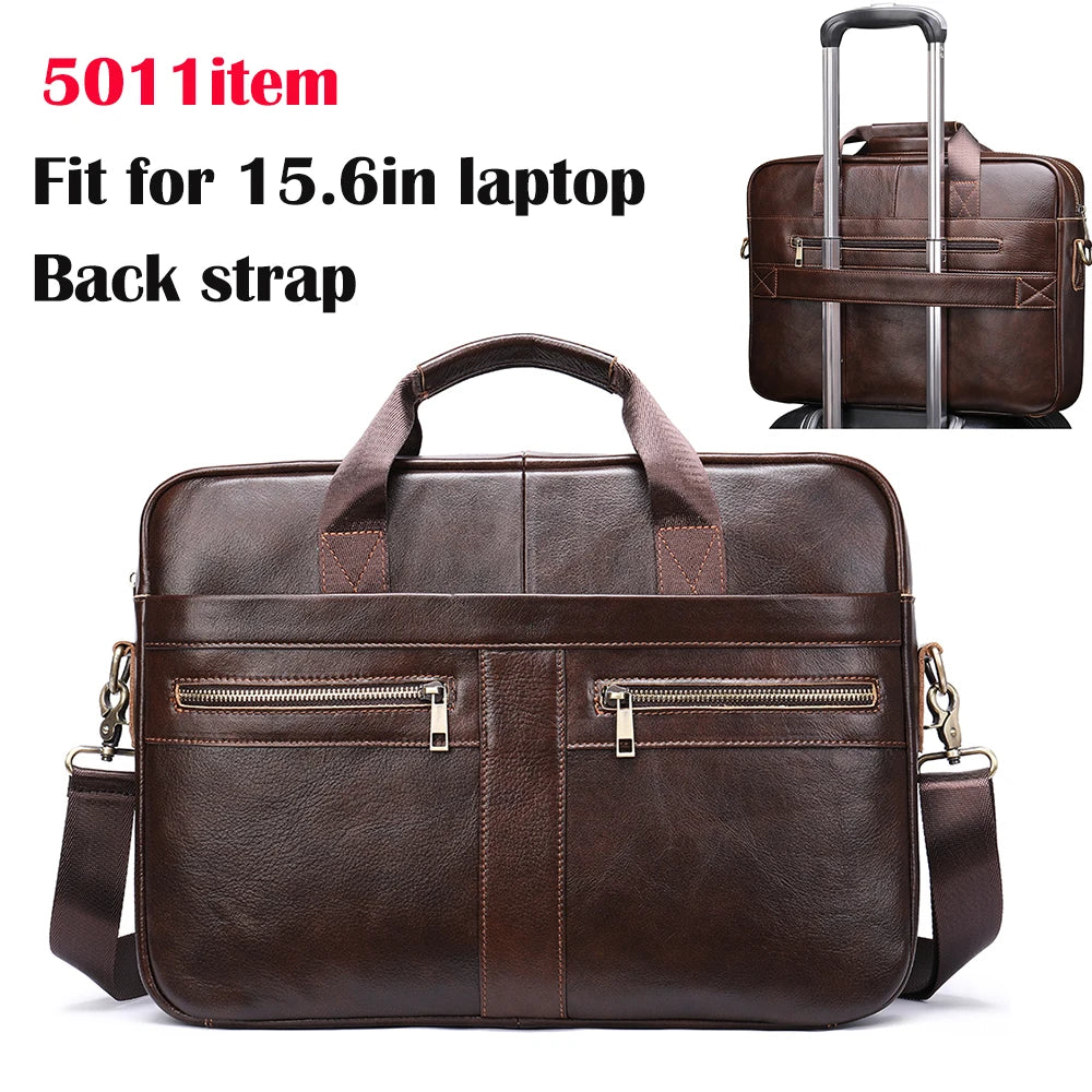 WETSTAL Men's Leather Bag for 14 Laptop Bag Computer Mens Briefacase