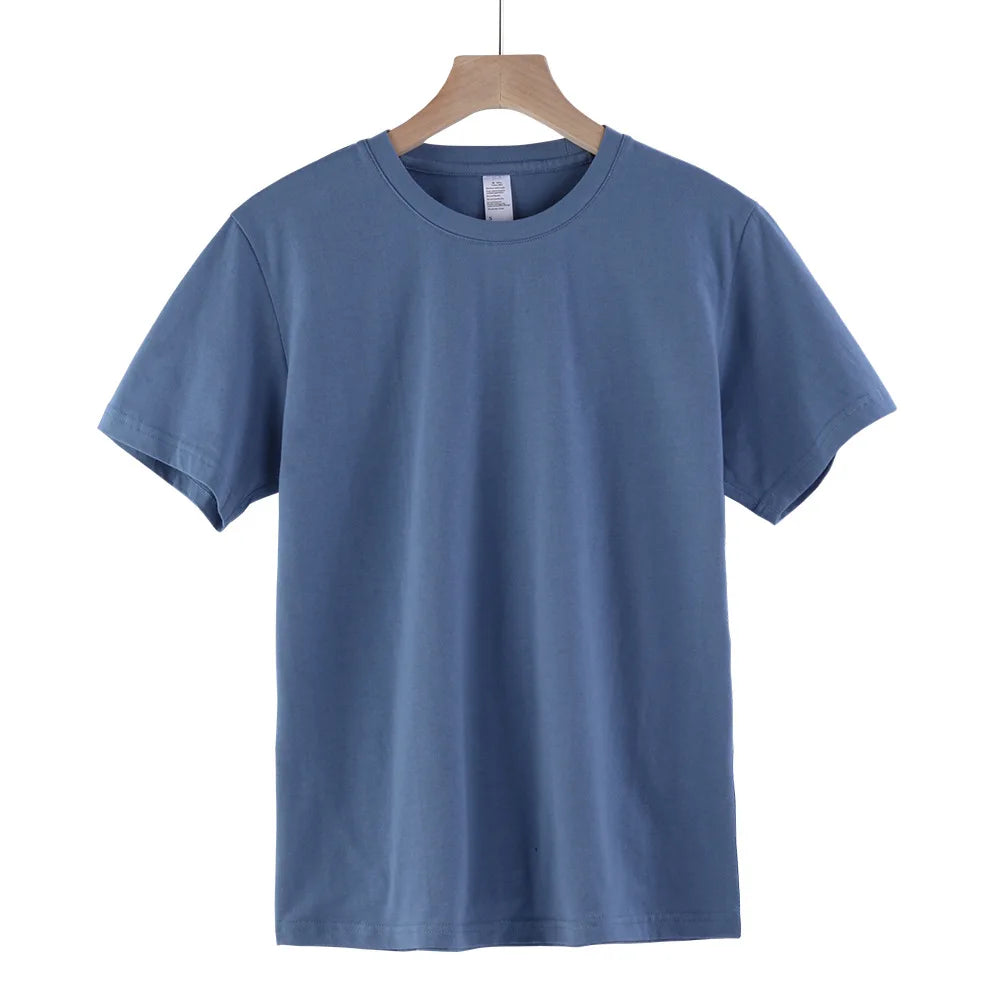 Round Collar Men's T-Shirt 100% Cotton Straight Thin Lightweight T-Shirts