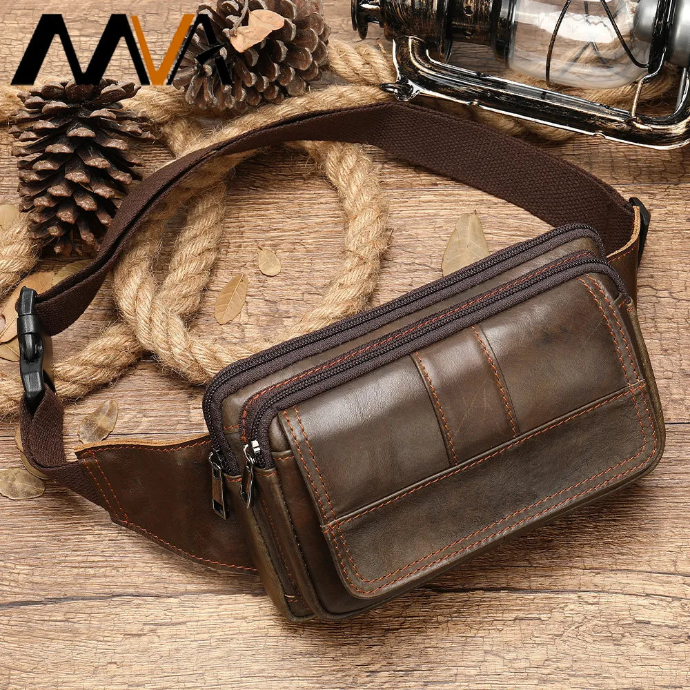 Men's Waist Bag Leather Male Fanny Pack Men's Belt Bag