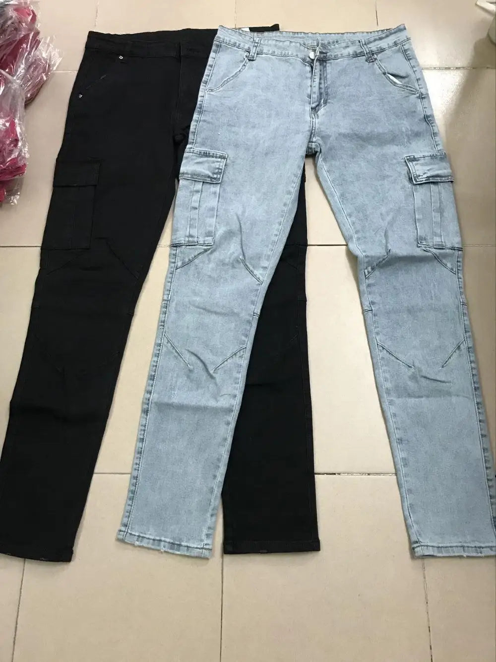 Plus Size Cotton Jeans Men Trousers Casual Multi Pocket Cargo Jeans