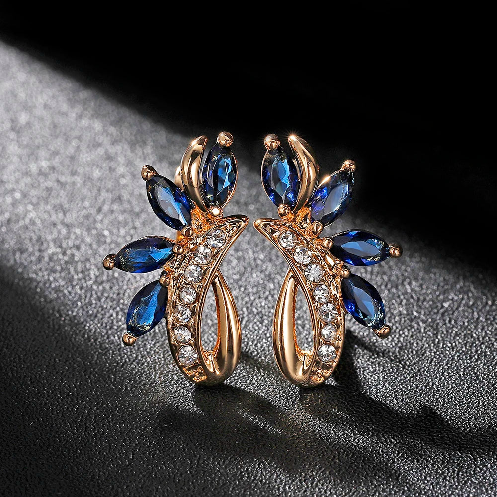 Mini Blue Green Earring Horse Natural Zircon Stud Earrings Jewelry Crystal