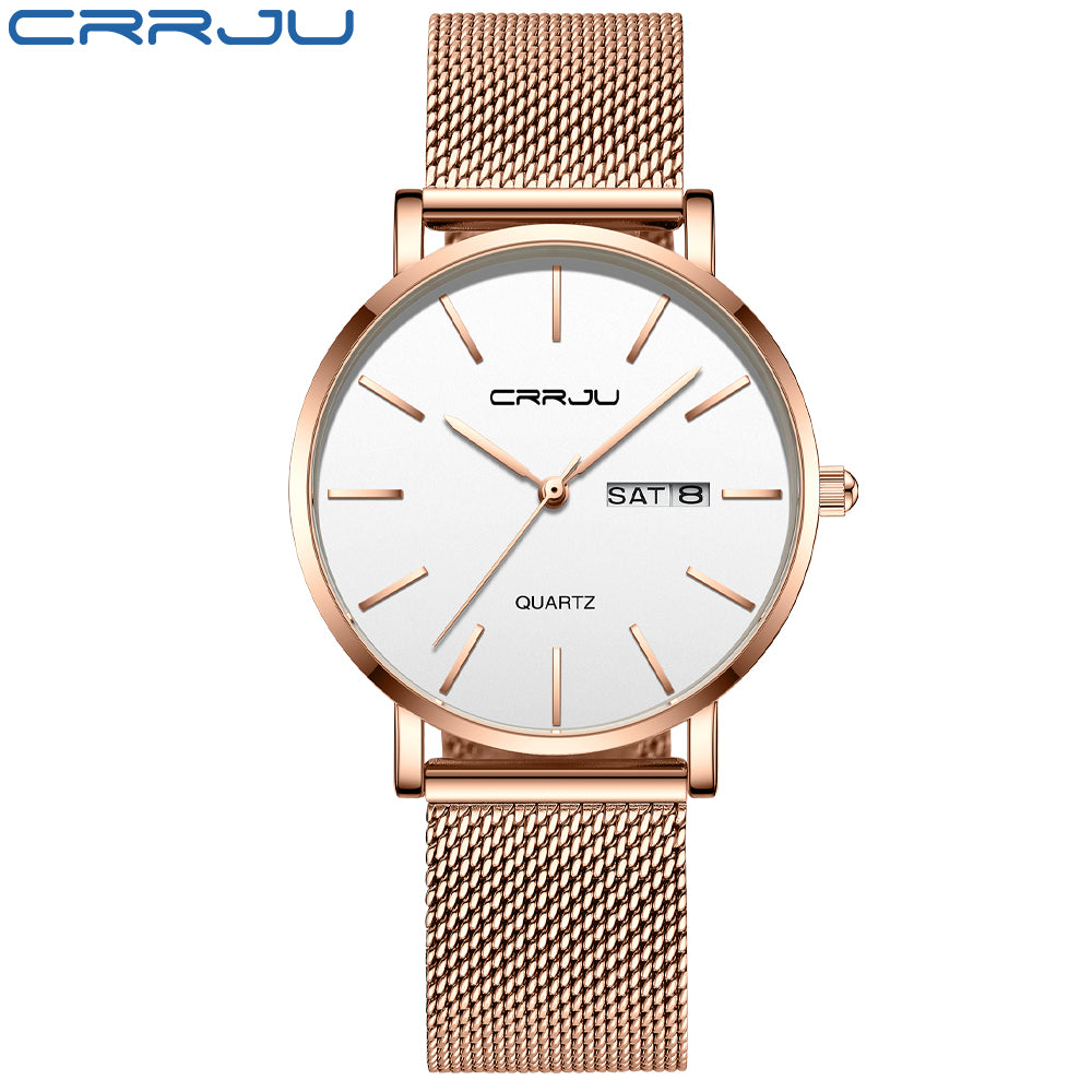 Quartz  Lady Wrist Watch for Women  Rose Gold Band Montre Dames