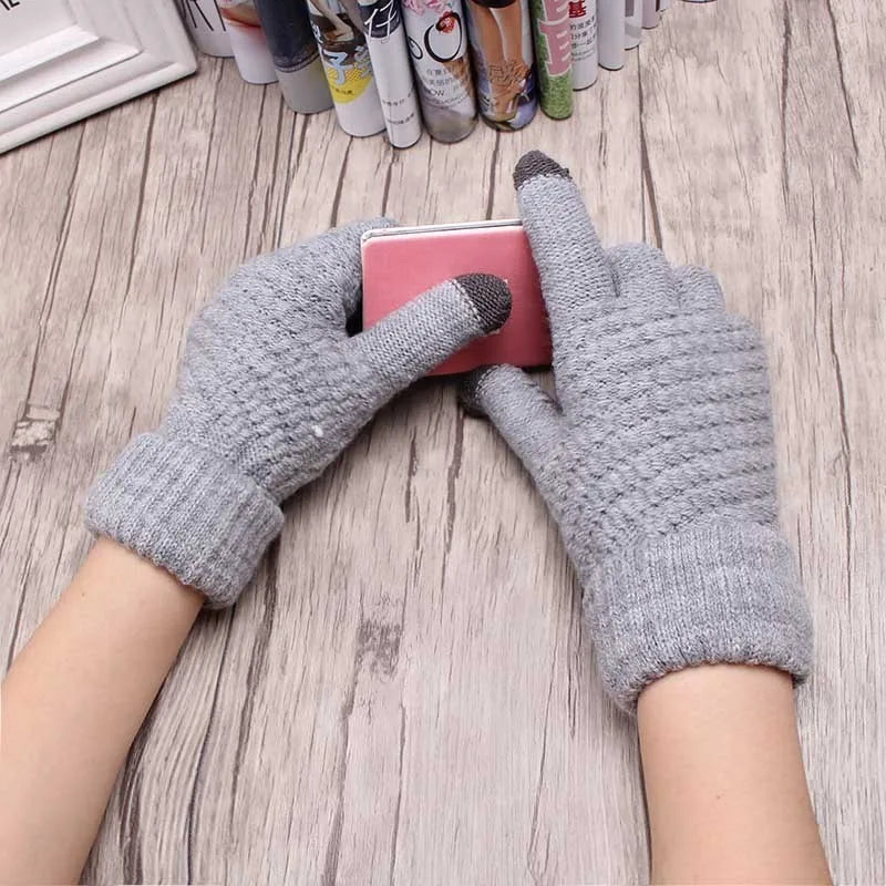 Warm Winter Gloves Women's Cashmere Wool Knitted Wrist Gloves