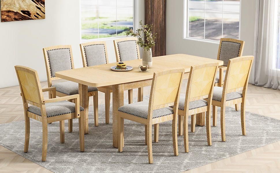 Rustic Extendable 84inch Dining Table Set With 24inch Removable Leaf