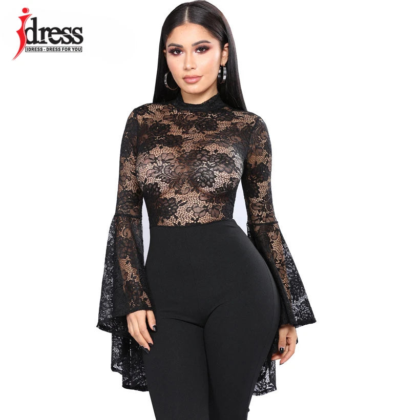 Shorts Rompers Elegant Sexy Black Lace One Piece Bodycon Bodysuit