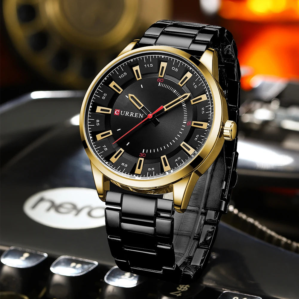 Waterproof Quartz Steel Band Clock Men's Watch