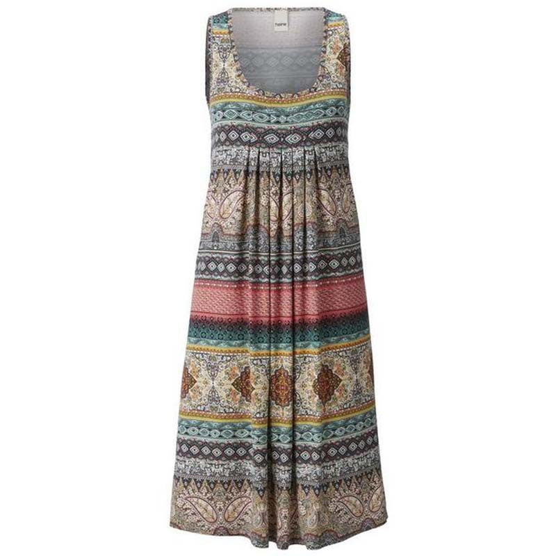 New Sleeveless Round Neck Temperament Print Large Size Women's Dress