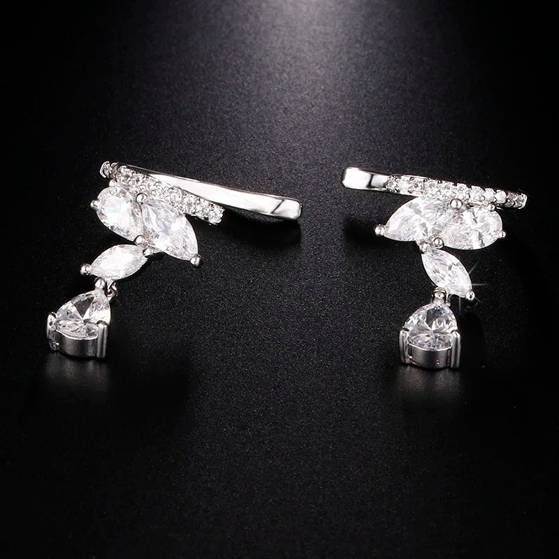 Water Clip Earrings Jewelry Zirconia Crystal Jackets Jewelry