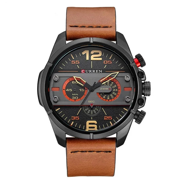 Wrist Sport Wristwatch Waterproof Leather Men's Quartz Watch Relogio Masculino