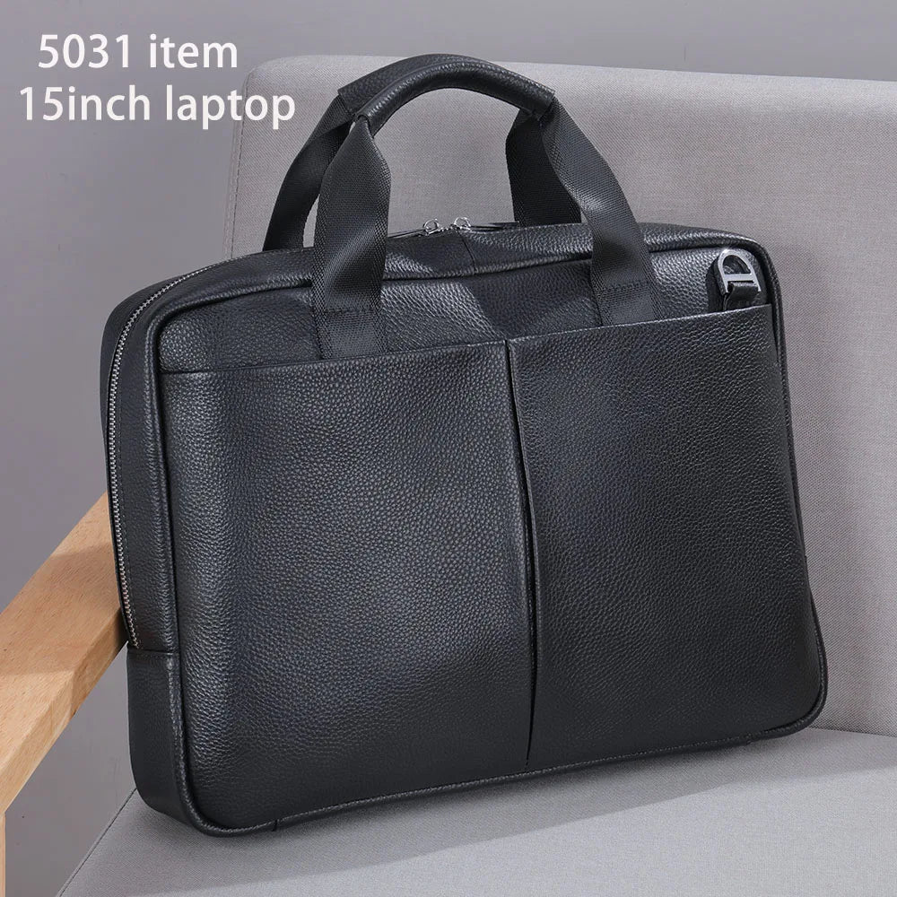 WETSTAL Men's Leather Bag for 14 Laptop Bag Computer Mens Briefacase