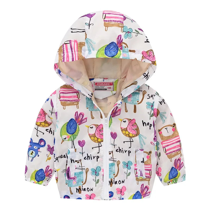 Spring Windbreaker for Girls Boy Dinosaur Childrens' Jacket 2 to 8 Years