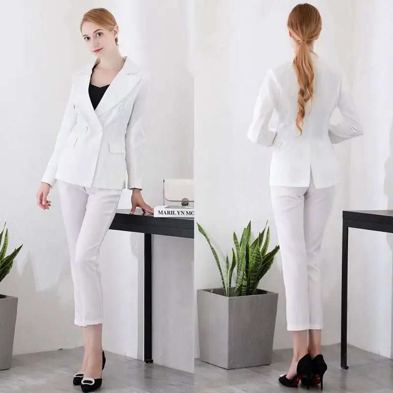 Slim Small Suit Pants Suit Temperament Suit Jacket 2 Pieces Set Wear to Business