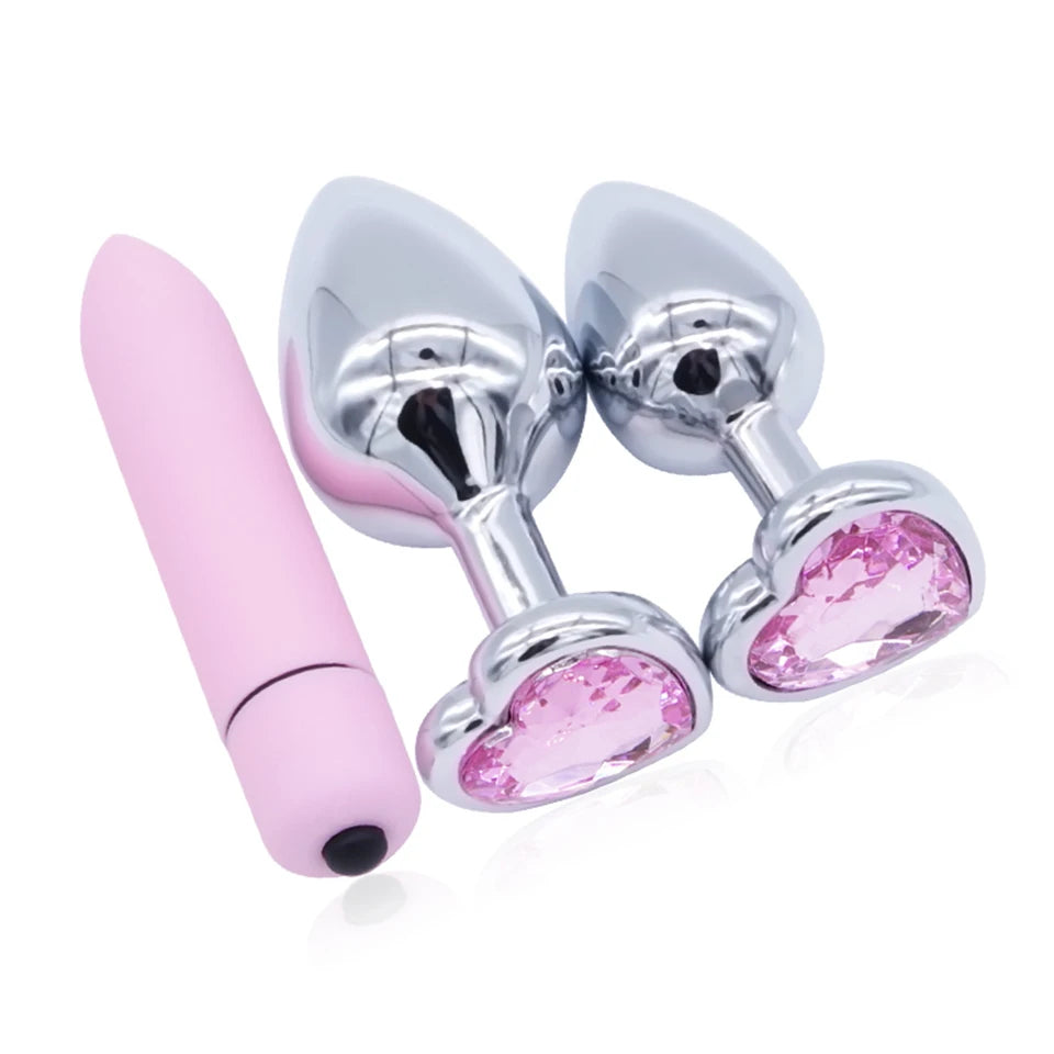 Vagina Balls Anal Beads Crystal Jewelry Heart Stainless Steel Butt Plug