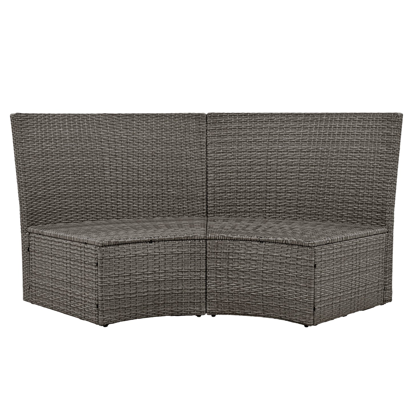 Patio 5-Piece Round Rattan Sectional Sofa Set