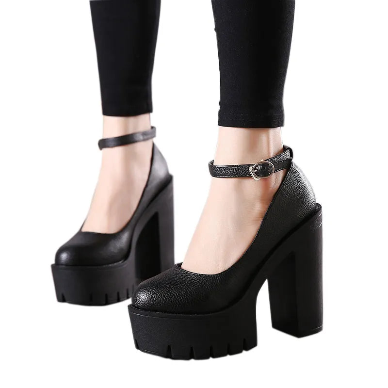 Spring Autumn Casual High-Heeled Shoes Sexy Thick Heas