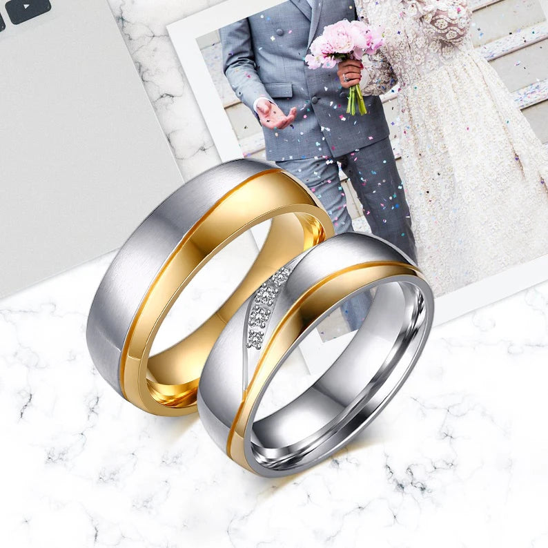 Personalized Name Promised Wedding Rings Steel Engagement Party Gifts