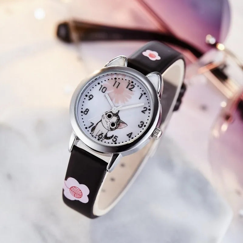 New Arrival Cute Cat Children Fashion Quartz Wristwatches