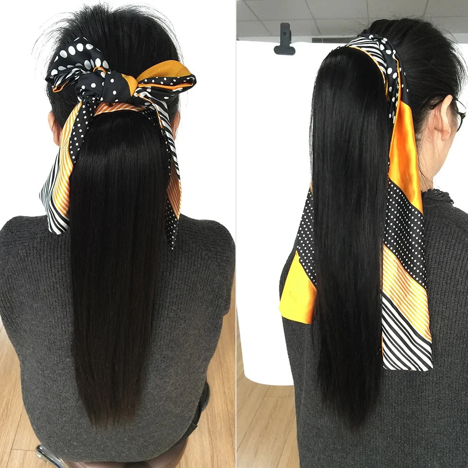 Straight Ponytail Human Hair Brazilian Clip in Extension Long Ponytail