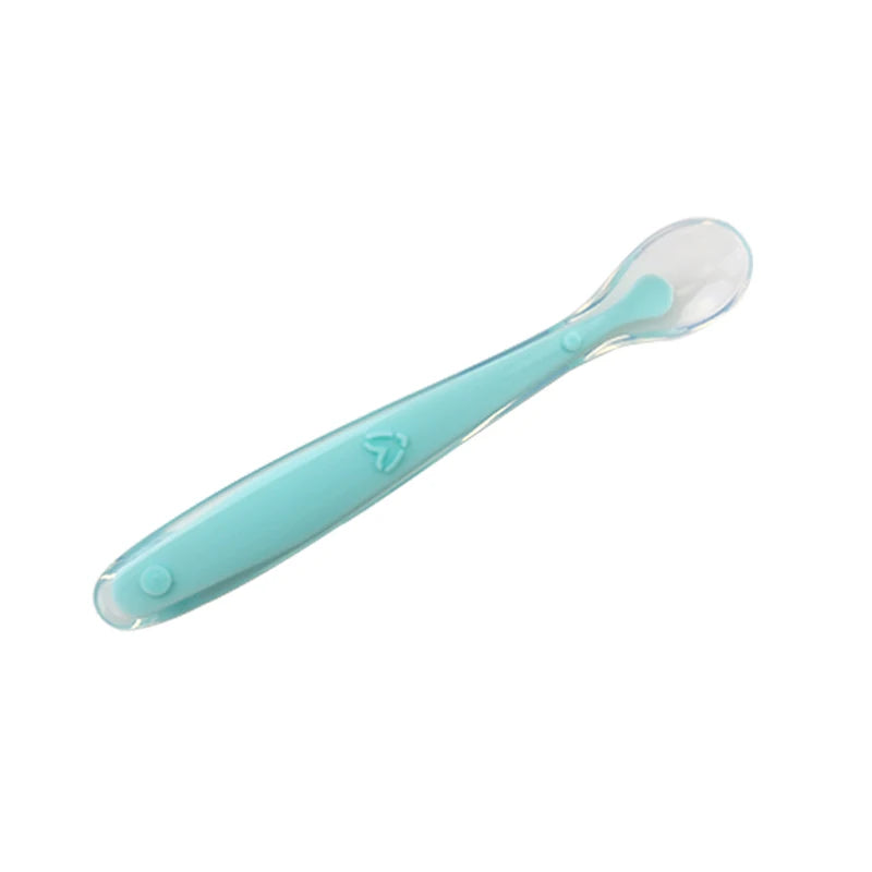 New Baby Soft Silicone Spoon Candy Color Temperature Sensing Spoon