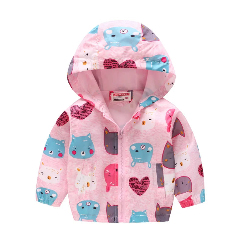 Spring Windbreaker for Girls Boy Dinosaur Childrens' Jacket 2 to 8 Years