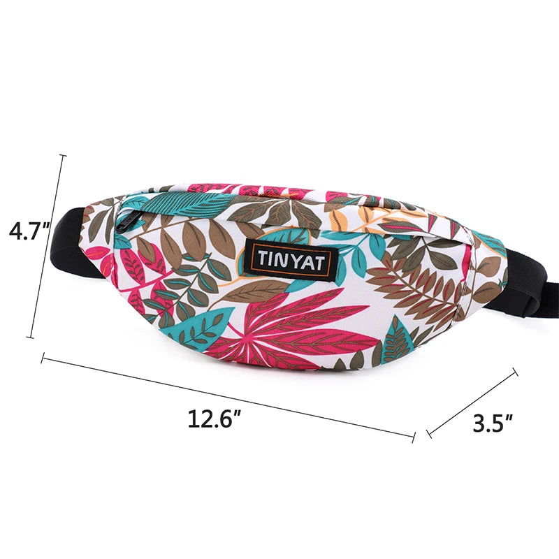 Print Leaf Travel Waist Bag for Men and Women Fashion Casual Shoulder Bag