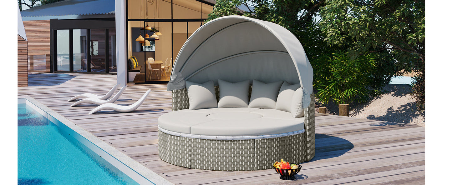 Patio Furniture Round Outdoor Sectional Sofa Set Rattan Daybed