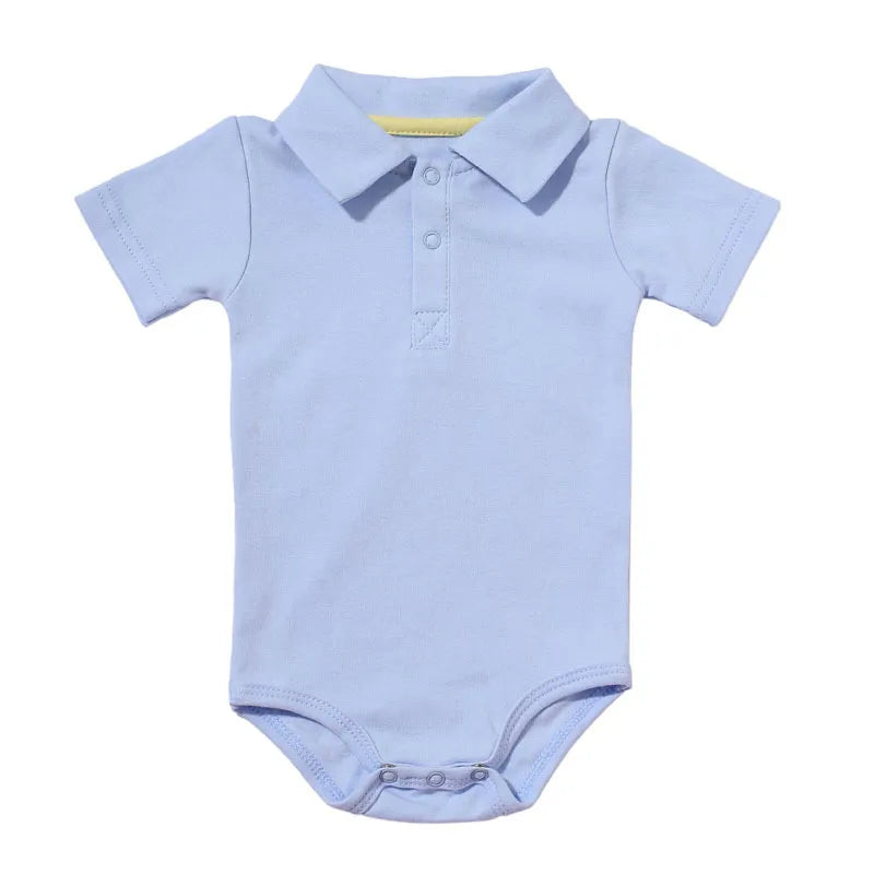 Summer unisex Rompers Turn-Down Collar Infant Newborn Cotton Clothes Jumpsuit