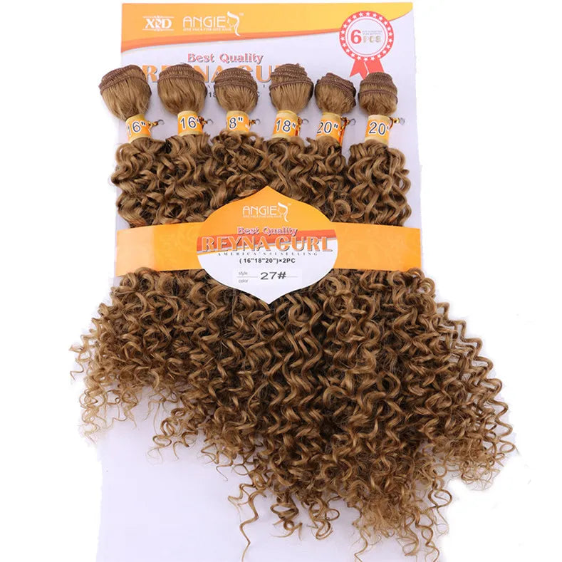 Synthetic Kinky Curly Hair Bundles Two Tone Ombre Color Hair Weave