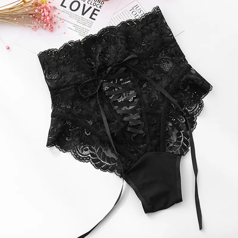 Sexy Panties Women High Waist Lace Thongs and G Strings Underwear