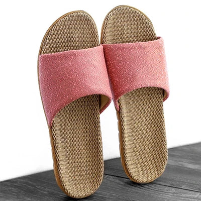 New Linen Slippers for Men Outside Beach Walking Slippers Male Home Non-Slip